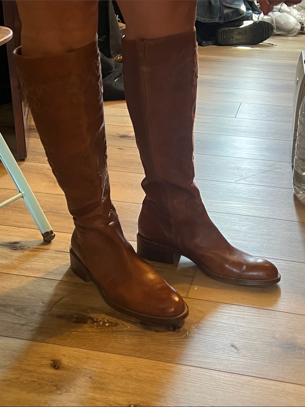 Apepazza Brown Leather Knee-High Heeled Boots